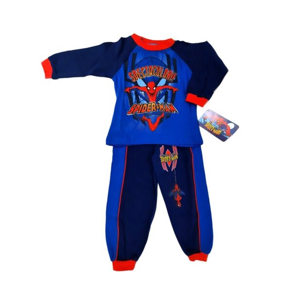 Spider-Man Pajama Set Boys 2T Blue Cotton Long Sleeve 2-Piece Marvel NWT - Picture 3 of 11